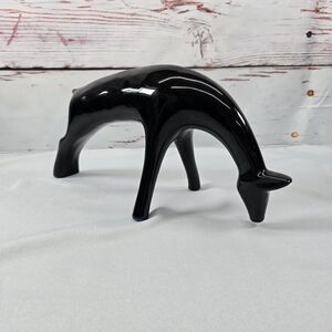 Mid Century Mod MCM Style Animal Sculpture Figurine Black Ceramic‎ Deer Giraffe